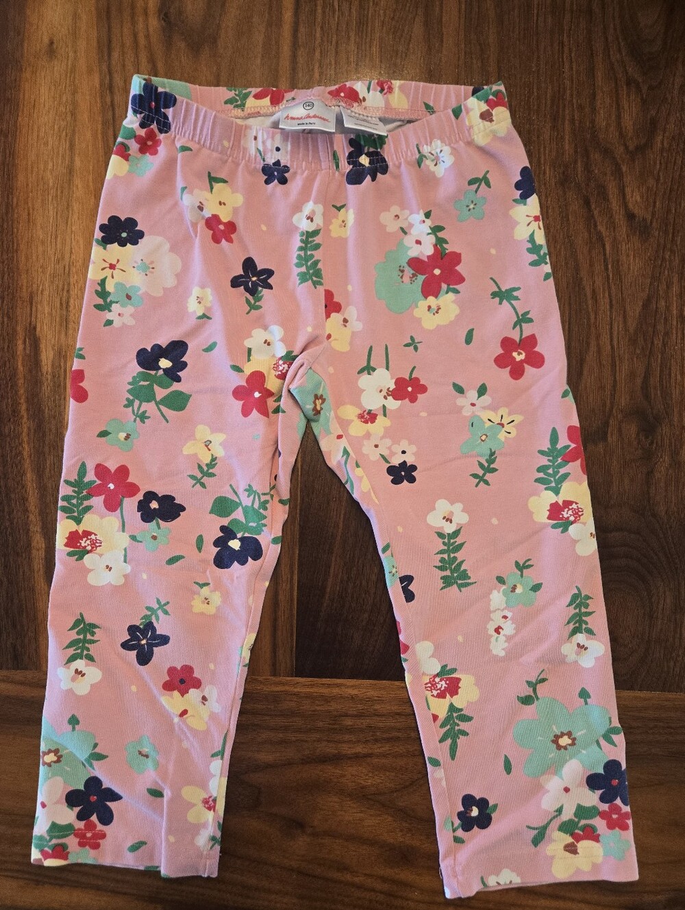 Hanna Andersson Girls Floral Leggings Pink Cotton Stretch Size 140 (10)